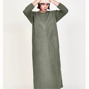 MIRTH Curaçao Canvas Dress Olive Green Size Large